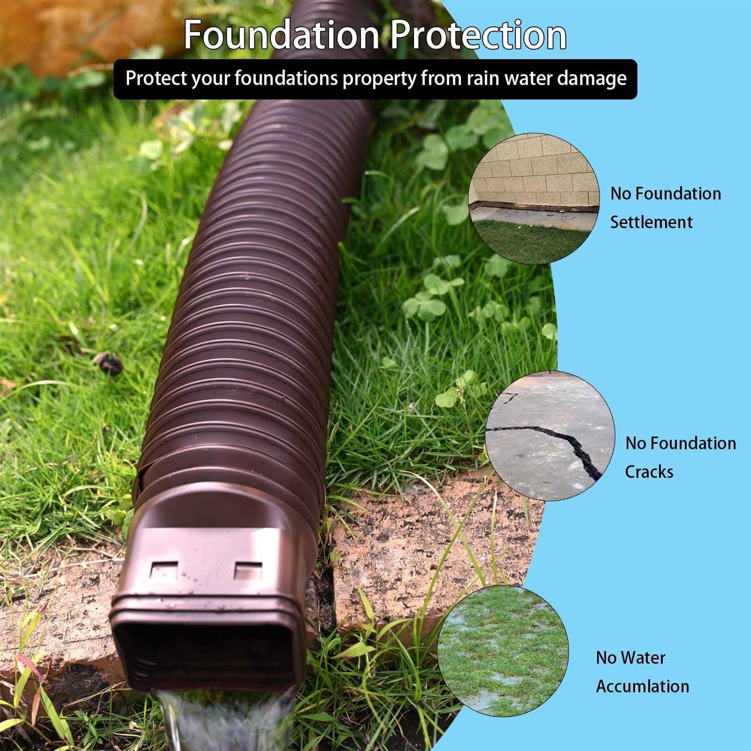 HAHOME 2 Pack Rain Gutter Downspout Extensions Flexible,Drain Downspout Extender Connector 21-60 with Screws - Image 5