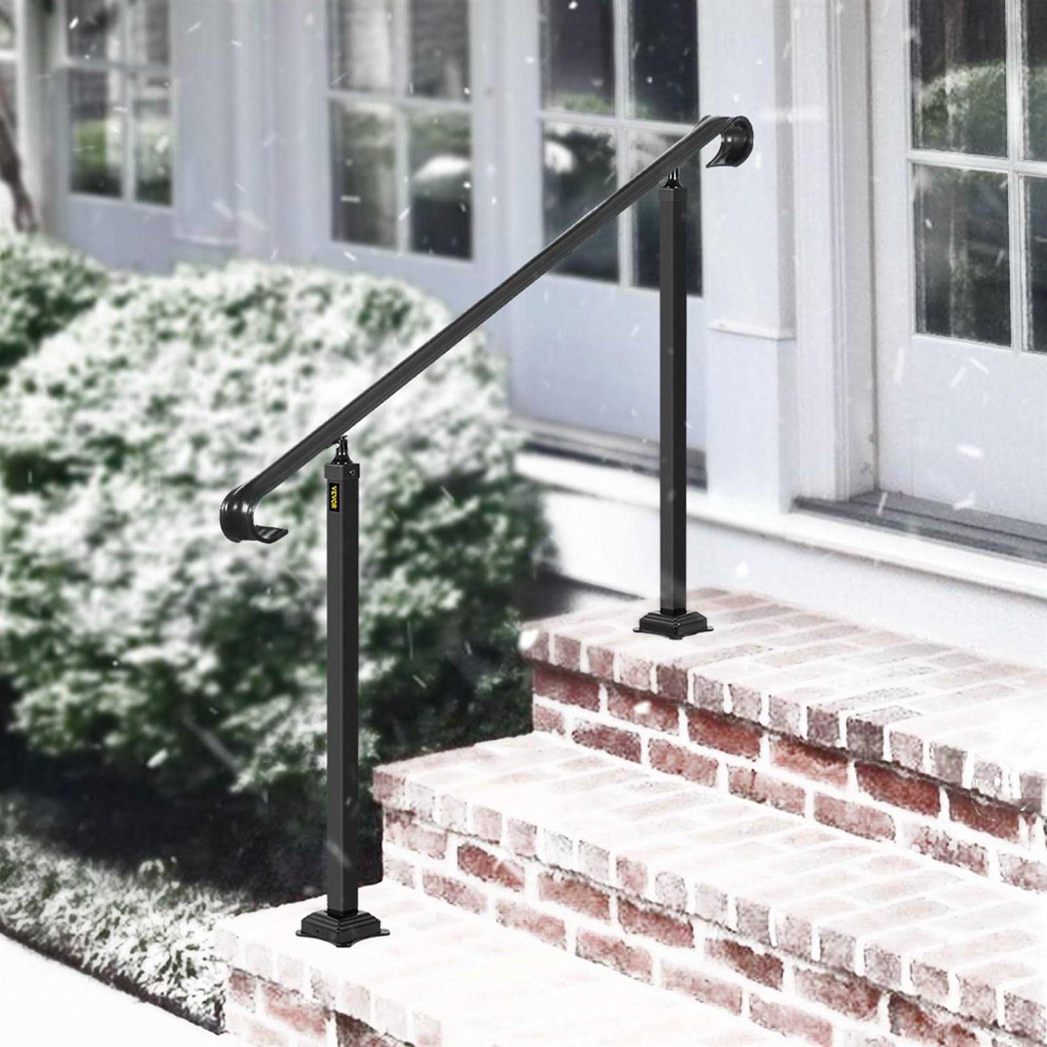 VEVORbrand Handrail for Stairs Fit 1 or 2 Steps Wrought Iron Handrail,Outdoor Stair Railing - Image 4