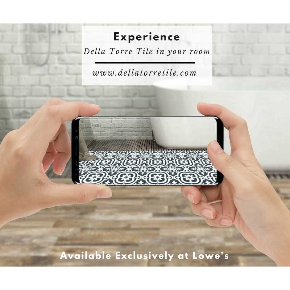 allen + roth Cementina Black and White 8-in x 8-in Glazed Ceramic Encaustic Floor and Wall Tile 20CE08 - Image 3