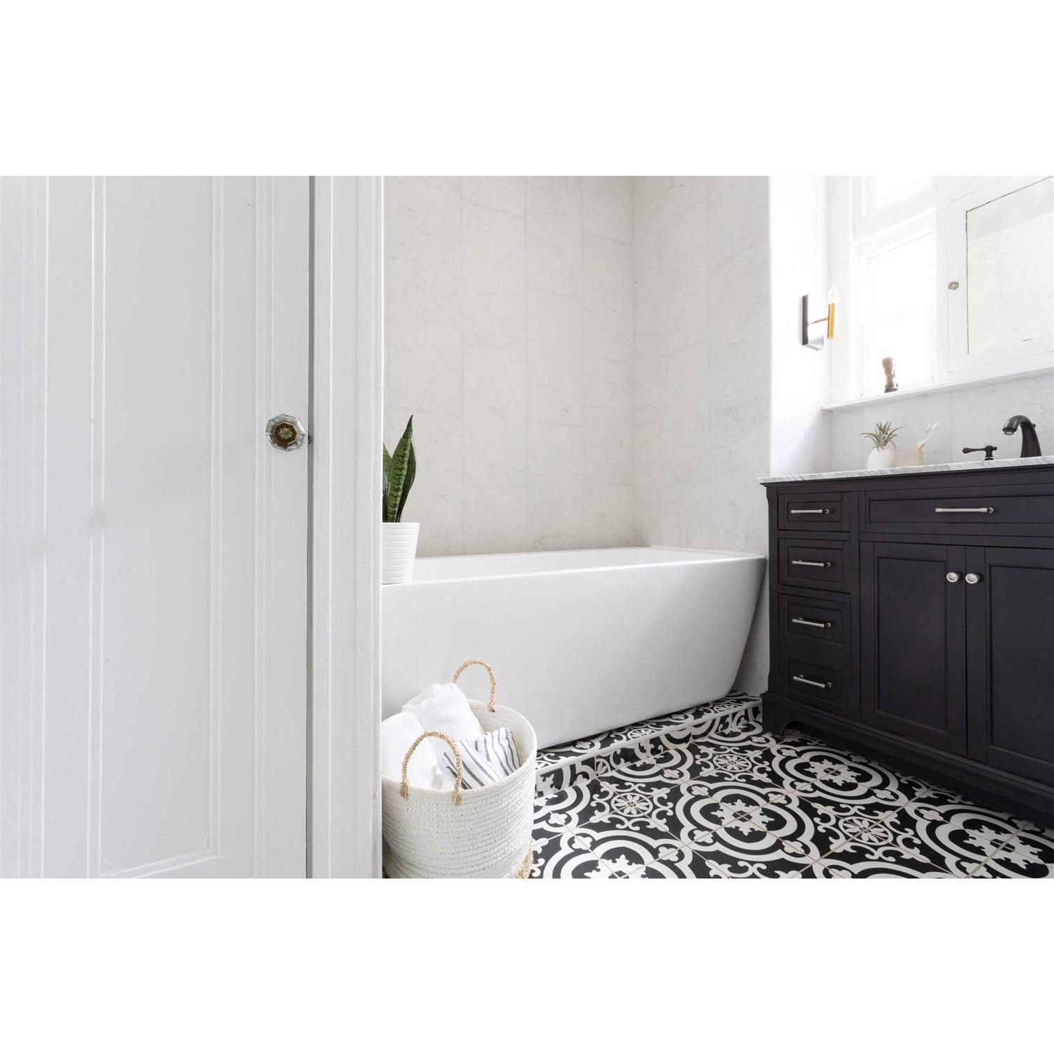 allen + roth Cementina Black and White 8-in x 8-in Glazed Ceramic Encaustic Floor and Wall Tile 20CE08 - Image 5