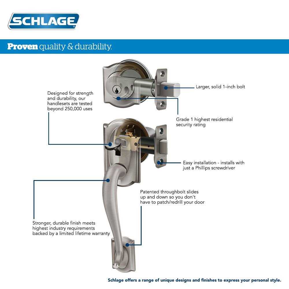 Schlage Camelot Single Cylinder Handleset and Right Hand Accent Lever - Image 3