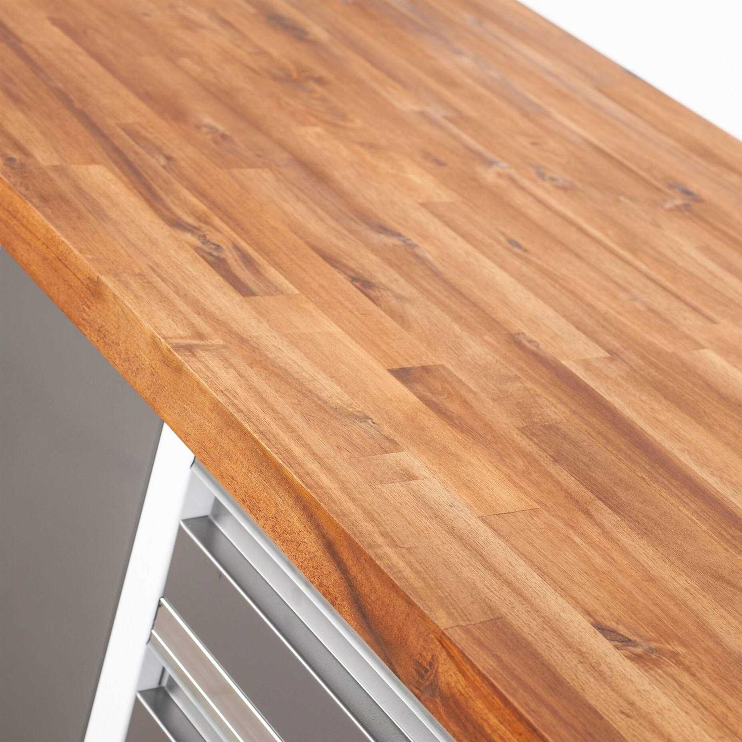 Sparrow Peak Acacia Spice Stained 72-in x 25-in x 1.5-in Spice Stained Straight Butcher Block Acacia Countertop 1525FJACSPC-72 - Image 4