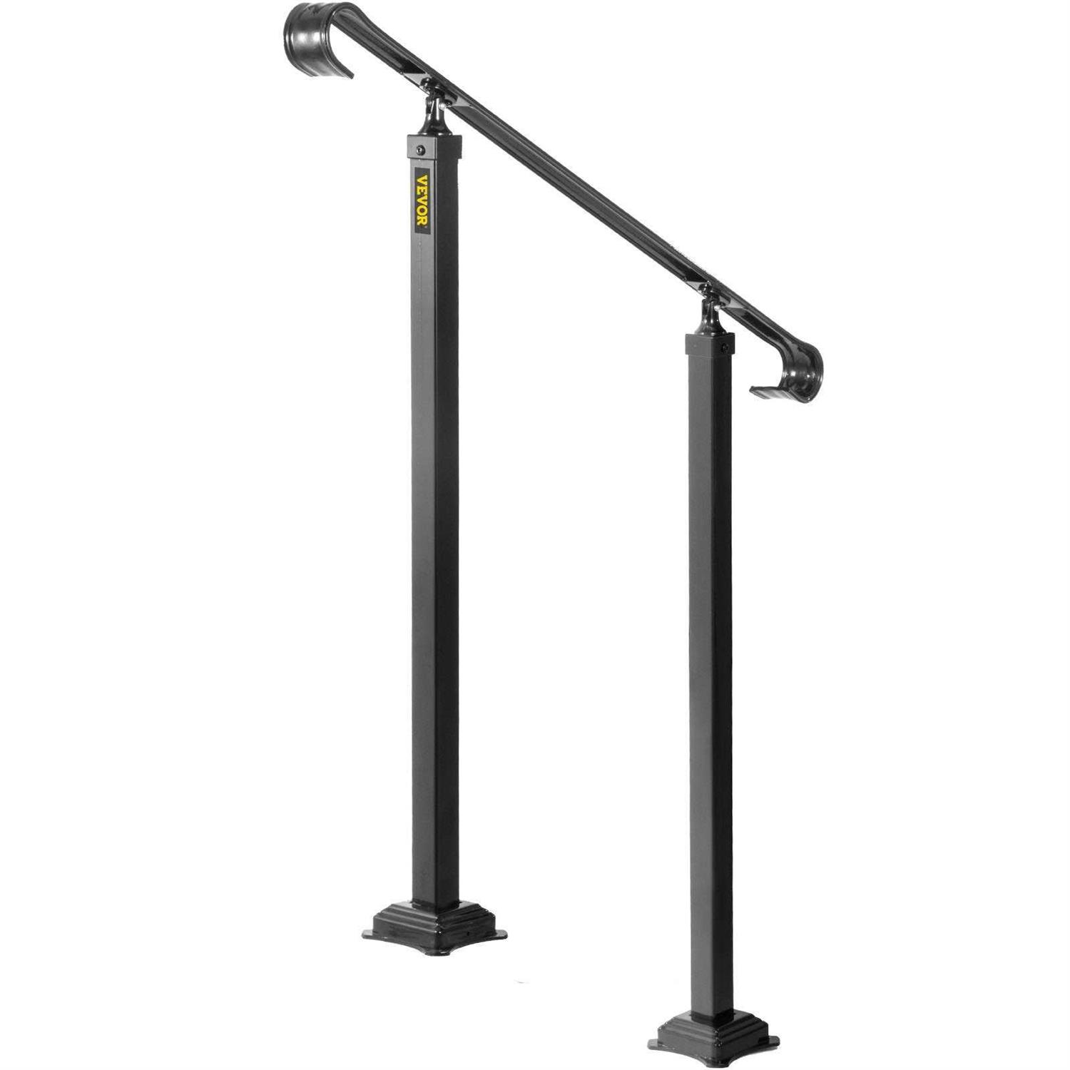 VEVOR Wrought Iron Handrail Fit 1 to 3 Steps Outdoor Stair Railing - Image 4