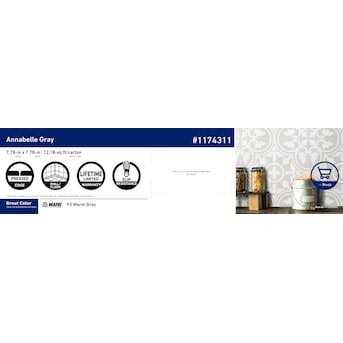 allen + roth Annabelle Gray 8-in x 8-in Glazed Porcelain Encaustic Floor and Wall Tile 20AE05 - Image 3