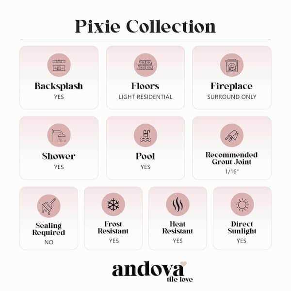 ANDOVA Pixie Gray Penny Round Smooth Glass Mosaic Tile - Image 4
