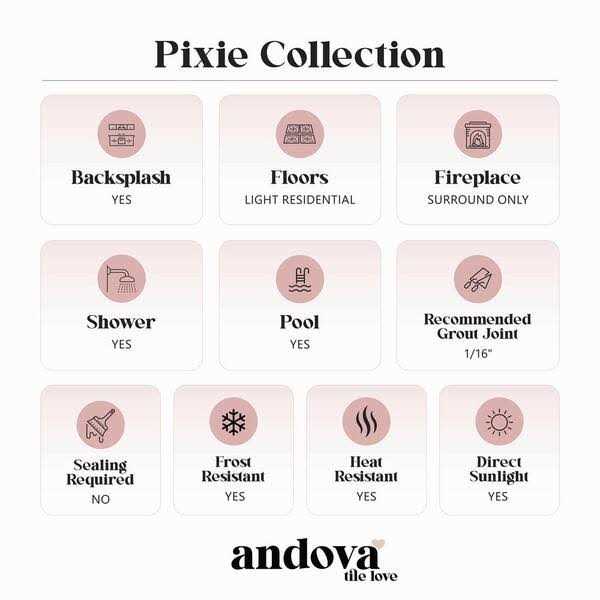ANDOVA Pixie Gray Penny Round Smooth Glass Mosaic Tile - Image 4