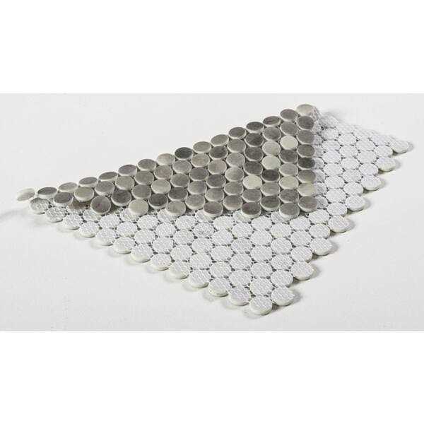 ANDOVA Pixie Gray Penny Round Smooth Glass Mosaic Tile - Image 5