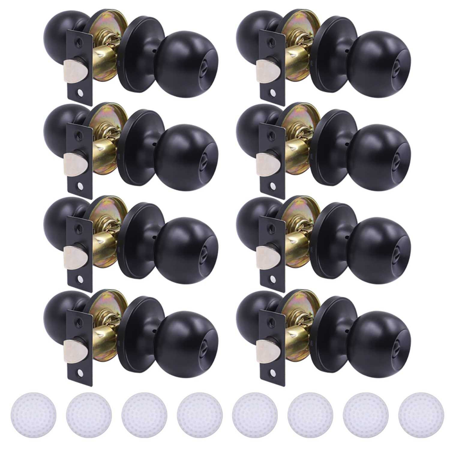KONIGEEHRE Privacy Door Knobs Matte Black Interior Passage Door Lock Keyless Round lookset for Bedroom Bathroom
