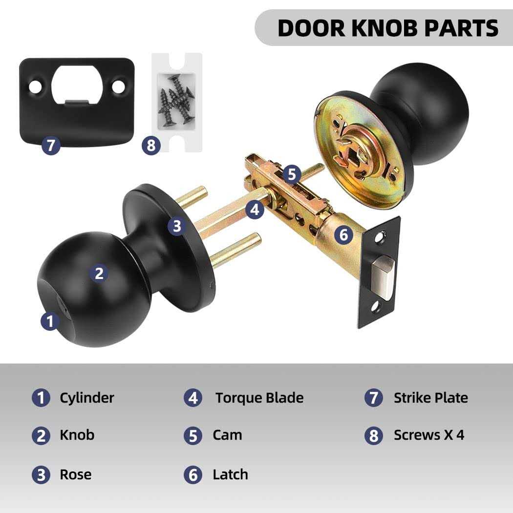 KONIGEEHRE Privacy Door Knobs Matte Black Interior Passage Door Lock Keyless Round lookset for Bedroom Bathroom - Image 5