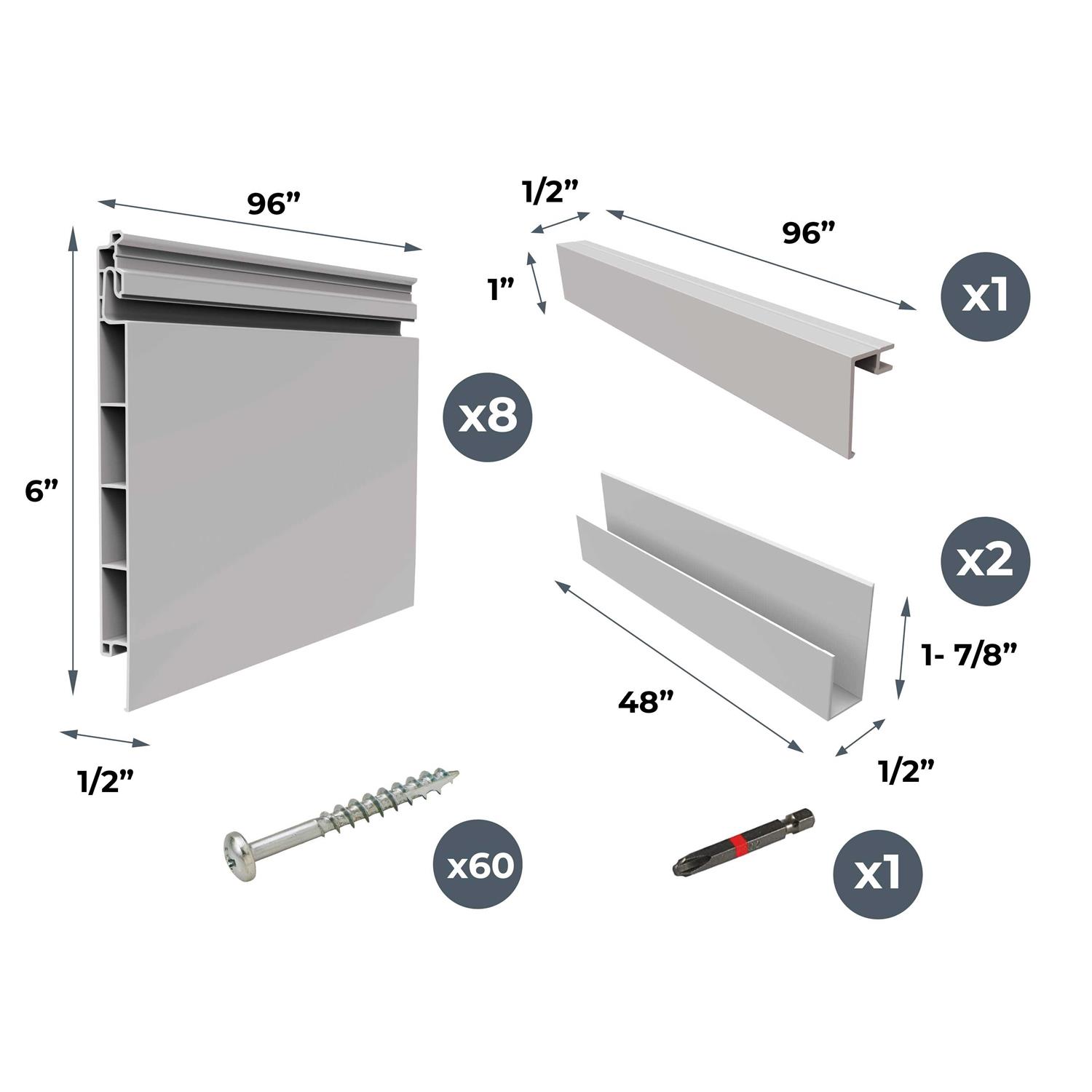 CrownWall Home 6 in. x 4 ft. Heavy Duty PVC Slatwall Organizer Panel Set - Image 4