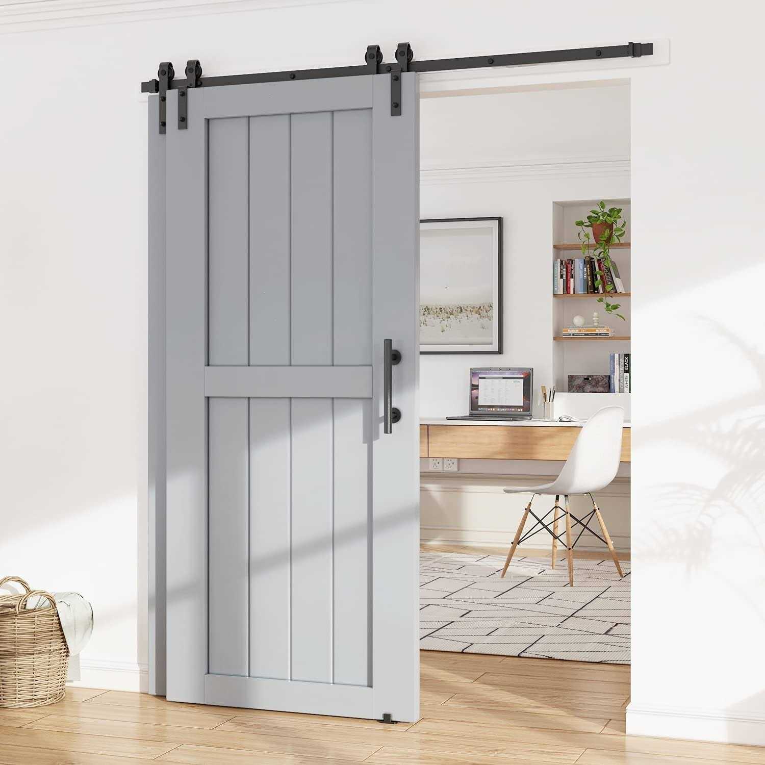 WINSOON Single Track Bypass Barn Door Hardware Double Doors Kit - Image 3