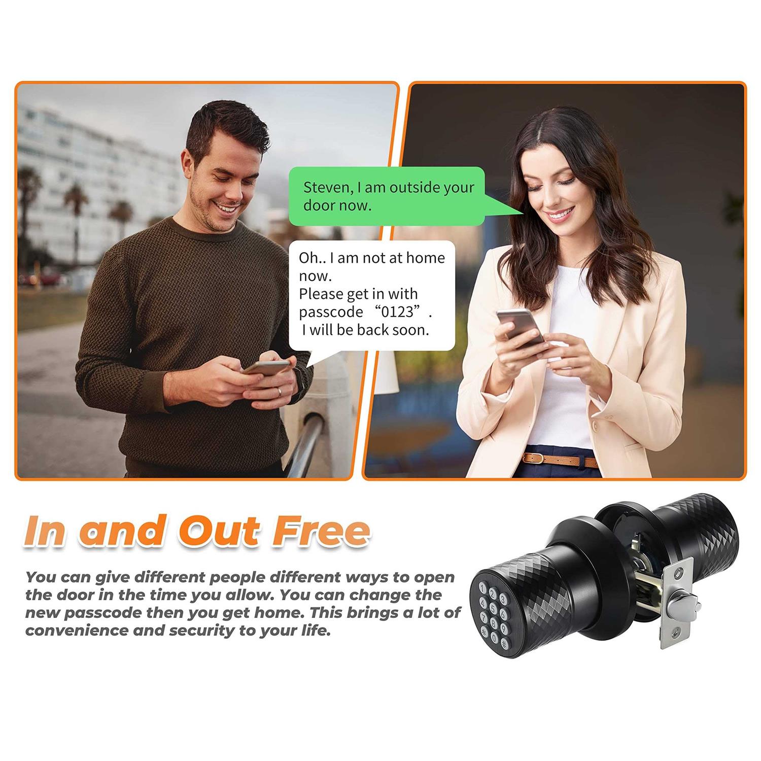 buoan keypad door knob Lock keyless entry door Lock with anti-slip handle - Image 5