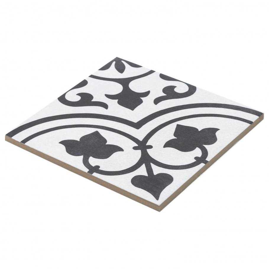 Artmore Tile Cabello White Ornate 9-in x 9-in Matte Porcelain Encaustic Floor and Wall Tile - Image 3