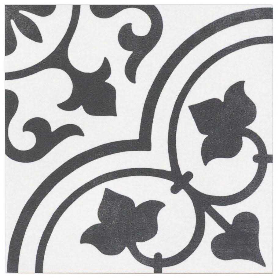 Artmore Tile Cabello White Ornate 9-in x 9-in Matte Porcelain Encaustic Floor and Wall Tile - Image 5