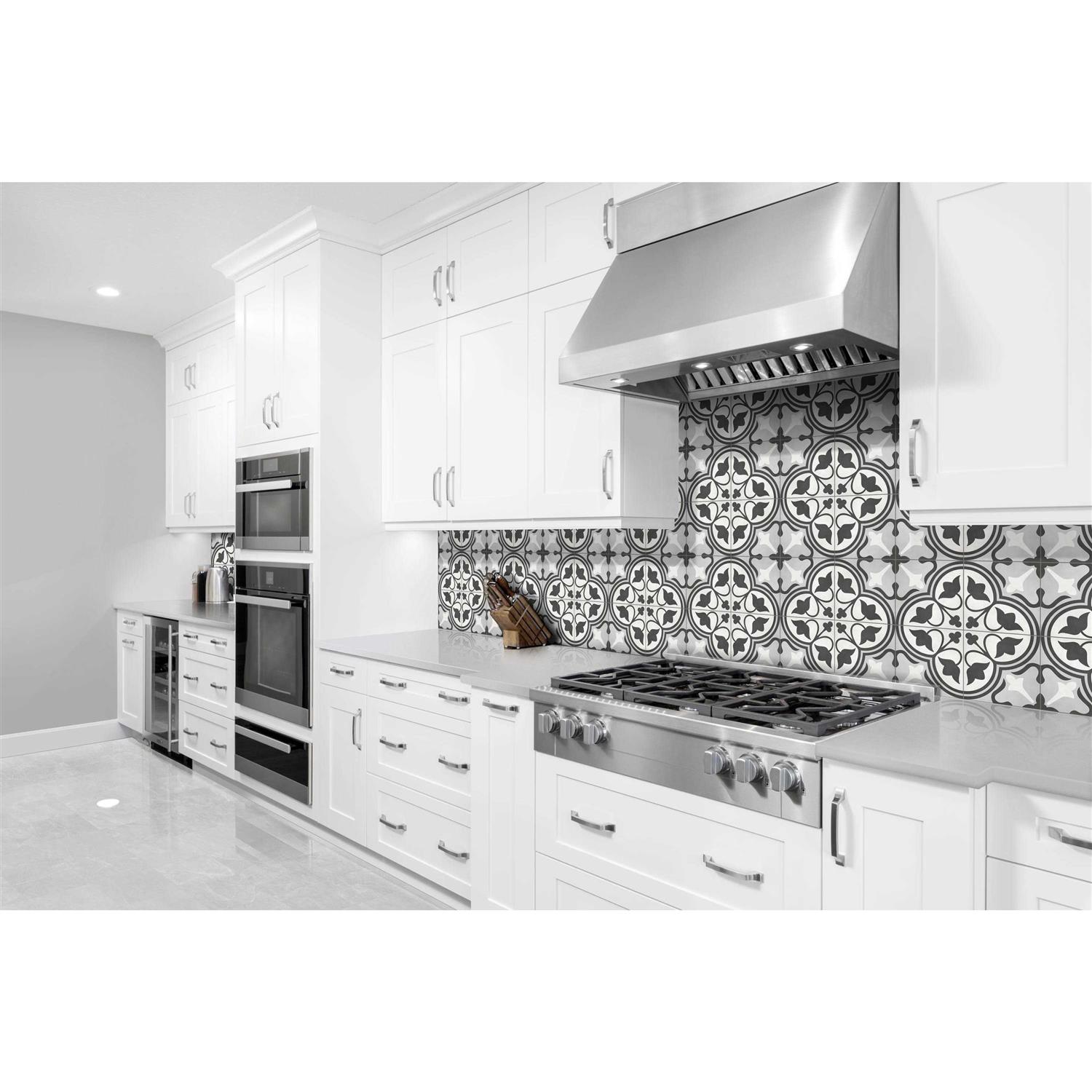 Satori Nouveau Flora Deco 8-in x 8-in Matte Porcelain Encaustic Floor and Wall Tile 1001-0246-0 - Image 4