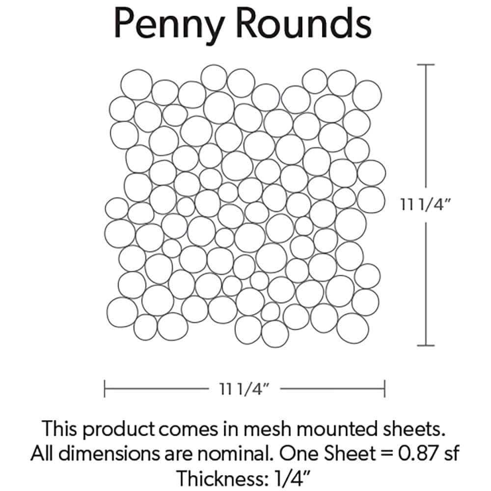 Tile Connection Stone Penny Rounds 11-1/2 in. x 11-1/2 in. Honed Marble Mesh-Mounted Mosaic Tile - Image 3