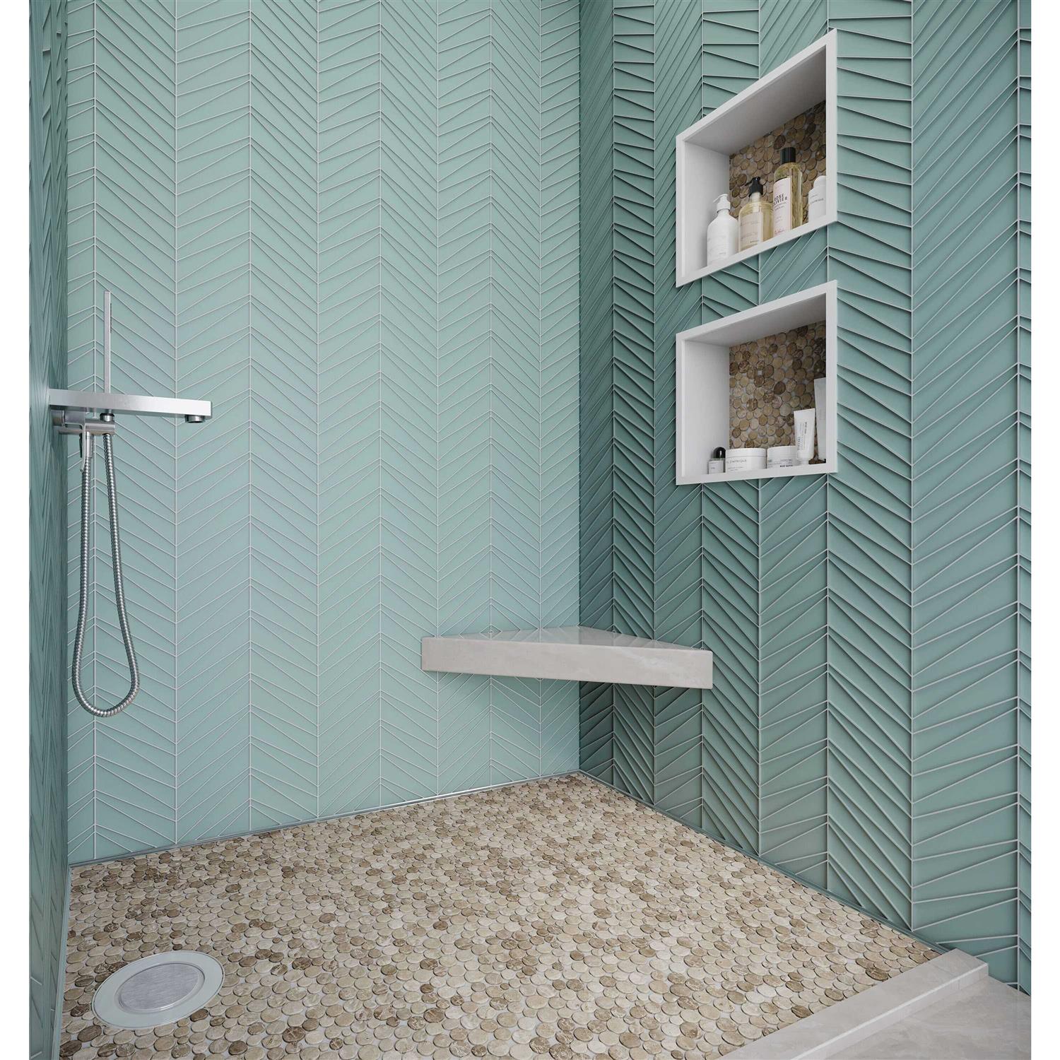 Tile Connection Stone Penny Rounds 11-1/2 in. x 11-1/2 in. Honed Marble Mesh-Mounted Mosaic Tile - Image 5