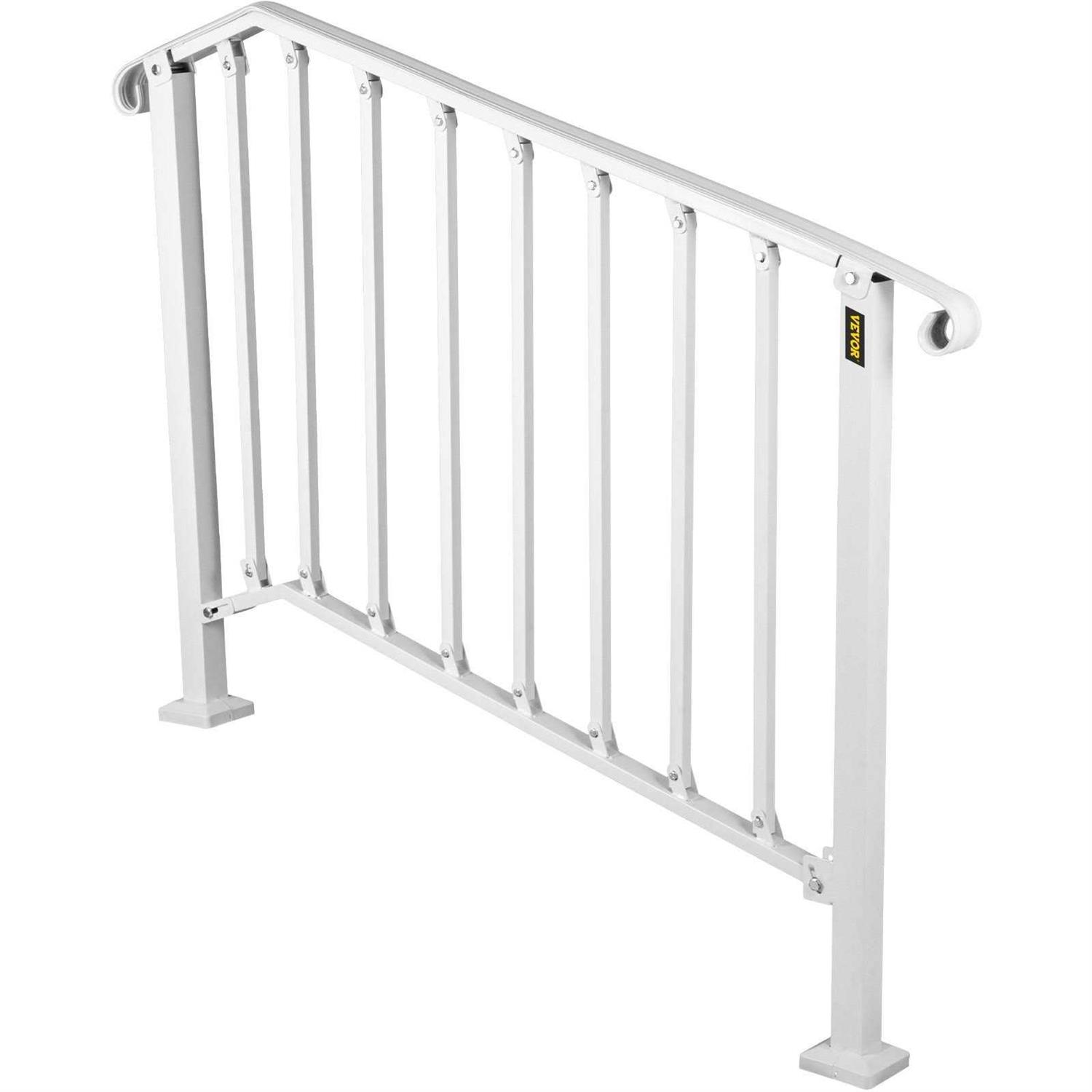 VEVOR 3 ft. Handrails for Outdoor Steps Fit 3 or 4 Steps Outdoor Stair Railing Wrought Iron Handrail with baluster LTFS3H4BBSTL00001V0 - Image 3