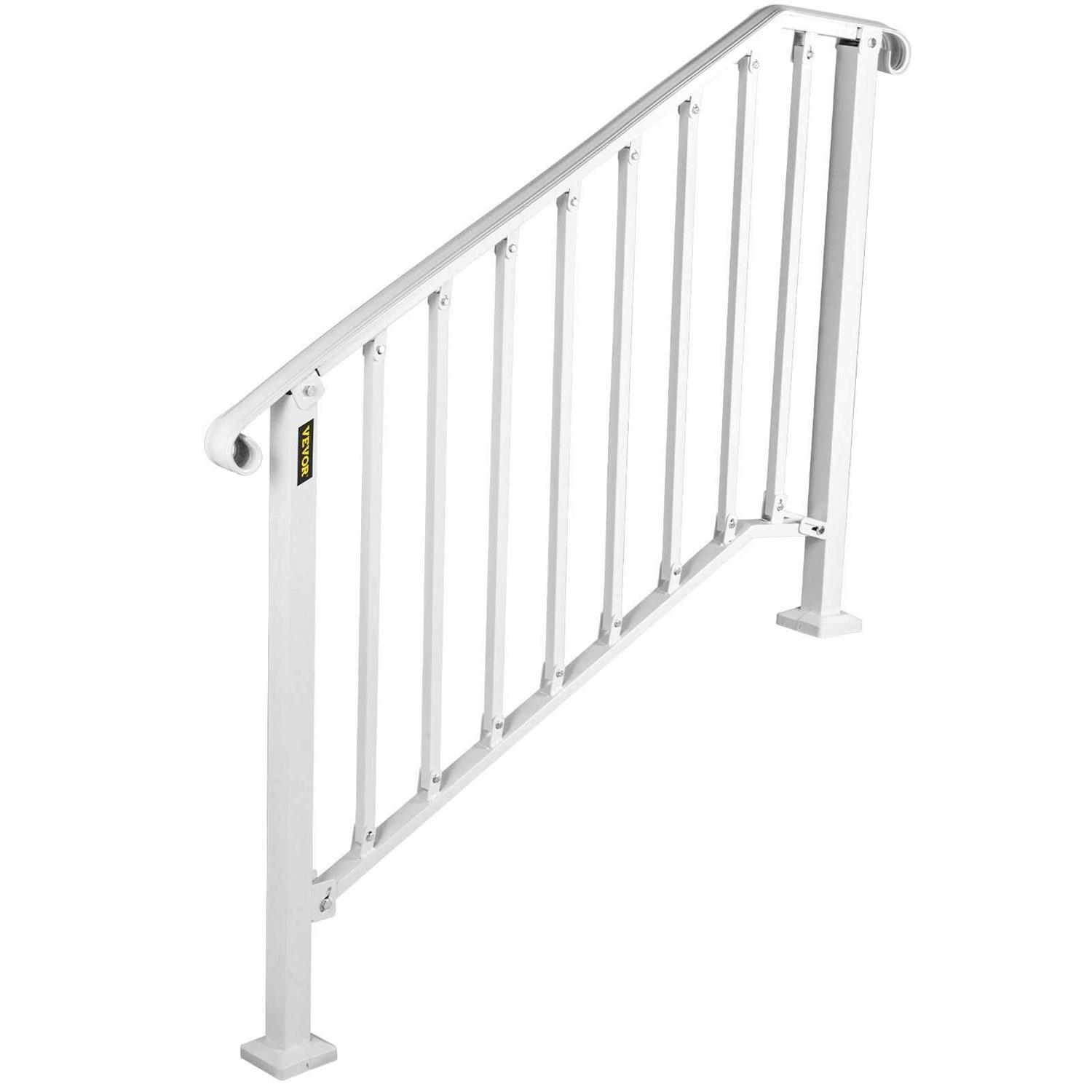 VEVOR 3 ft. Handrails for Outdoor Steps Fit 3 or 4 Steps Outdoor Stair Railing Wrought Iron Handrail with baluster LTFS3H4BBSTL00001V0 - Image 4