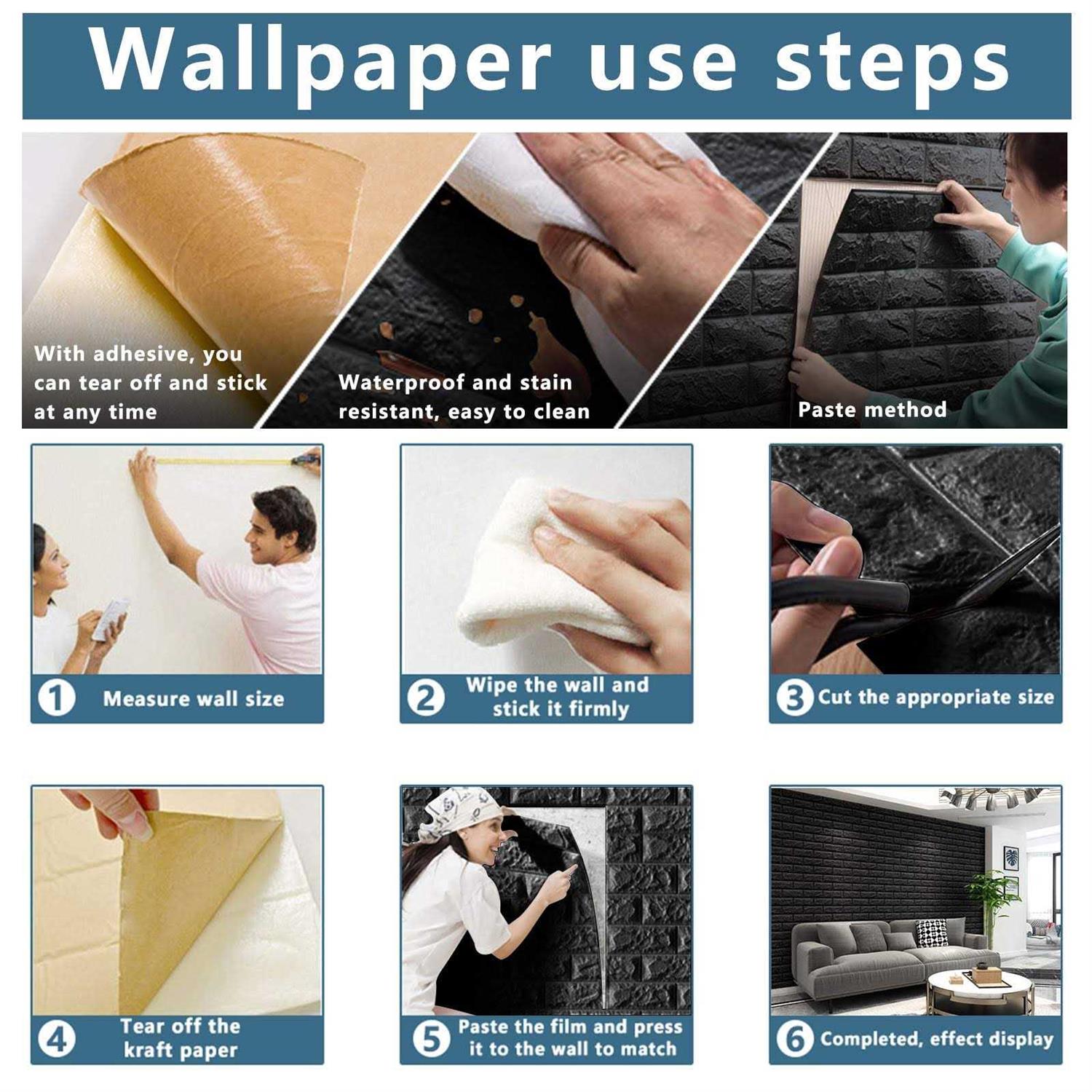 Sodeno 3D Wall Panels Coverage Printable Wallpaper Sticker with Self-Adhesive Waterproof Brick PE Foam Wall Panels Peel - Image 4