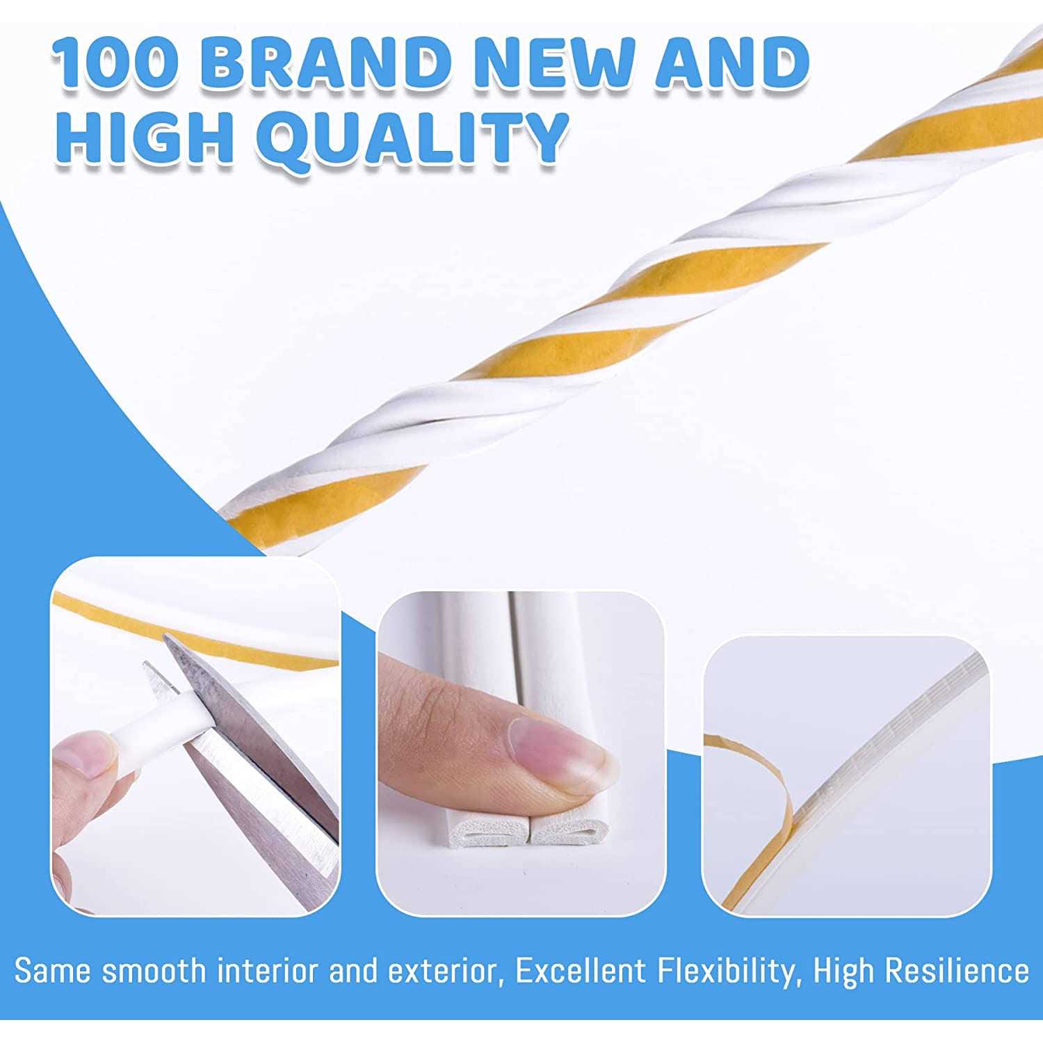 CloudBuyer 33Feet Long Weather Stripping for Door,Insulation Weatherproof Doors and Windows Seal Strip,Collision Avoidance Rubber Self-Adhesive Weatherstrip - Image 5