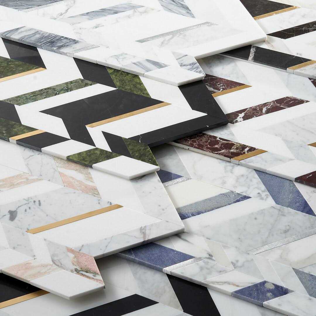 Tyra 11.81 in. x 18.89 in. Polished Marble and Brass Wall Mosaic Tile Ivy Hill Tile - Image 3