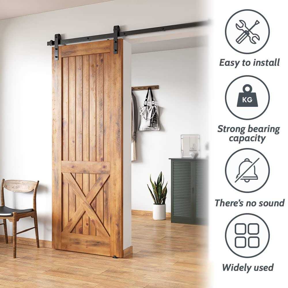 SKYSEN Single Sliding Barn Door Hardware kit, Barn Door Track, 1/4” Thick Material - Image 5