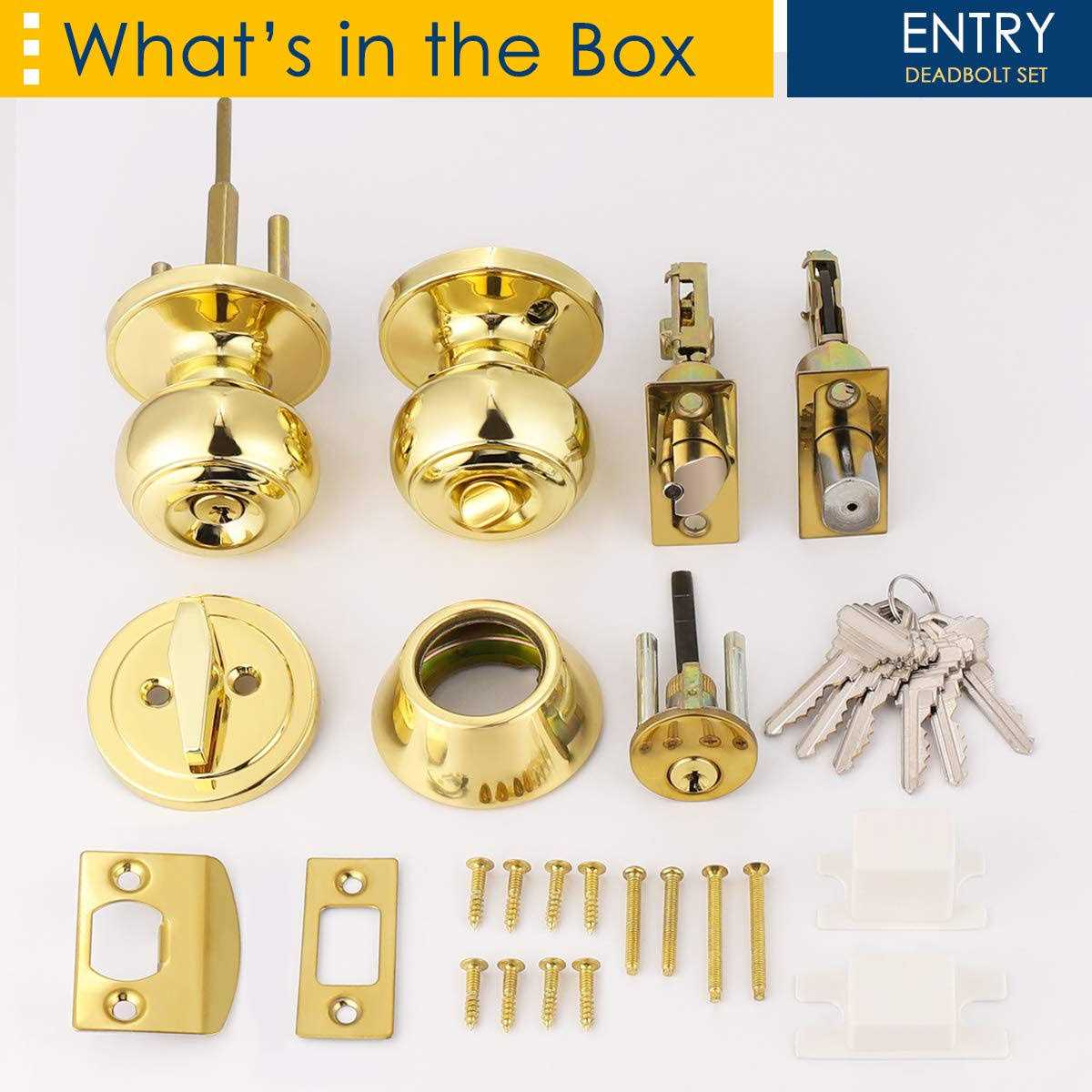 Keyed Alike Entry Door Knob and Single Cylinder Deadbolt Lock Combo Set, Front Door Entry Knobs Lockset and Deadbolt Combination Set - Image 5