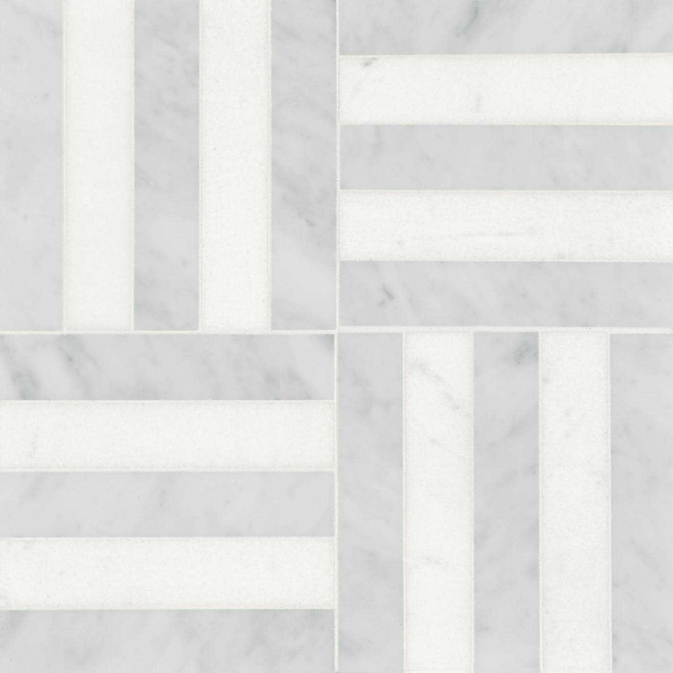 Matisse Mosaic 2 Marble Blend in White Carrara & Thassos By Bedrosian Tile & Stone