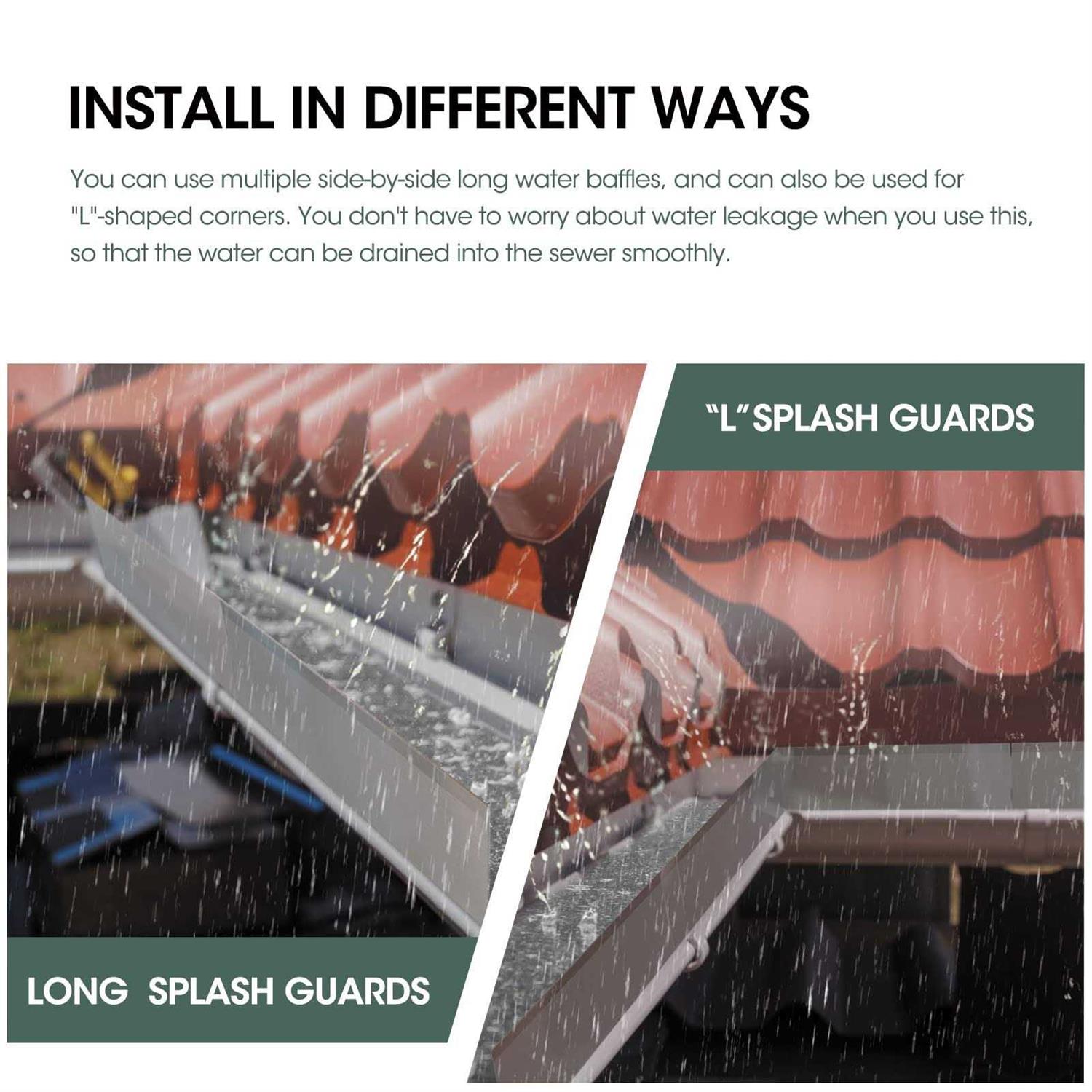 6 Pack Stainless Steel Rainwater Valley Gutter Splash Guard Straight or Bent Style 10 Inch Each - Image 4