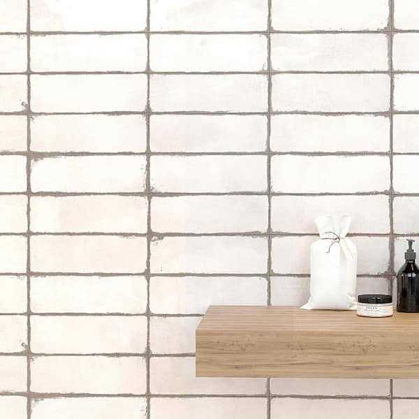 Artmore Tile Coronado White 4-in x 12-in Polished Ceramic Encaustic Thinset Mortar Wall Tile - Image 3