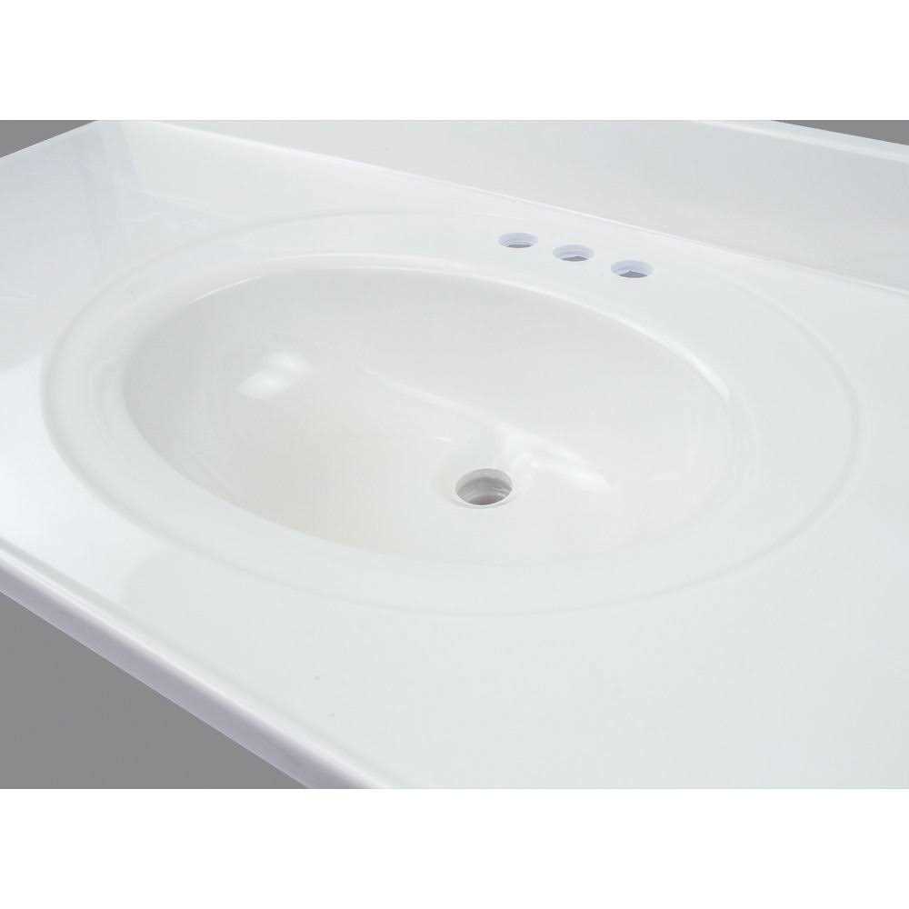 Transolid Cultured Marble Bathroom Vanity Top White - Image 5