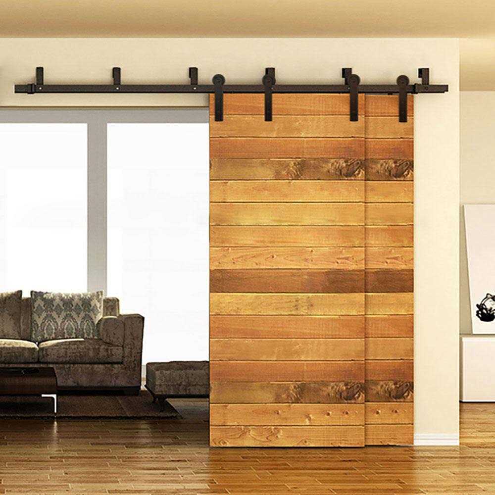 WINSOON 6.6ft Double Bypass Sliding Barn Door Hardware Kit - Image 5