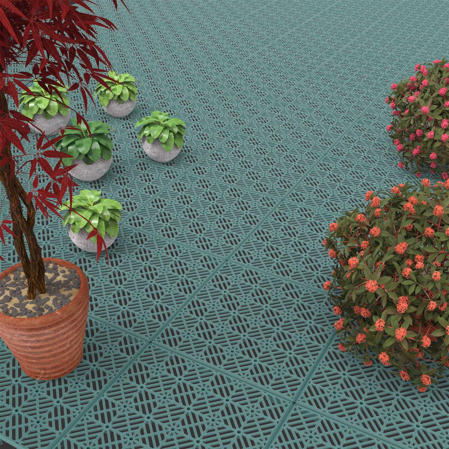 Pure Garden Patio & Deck Tiles-Interlocking Diamond Pattern Outdoor Flooring Pavers - Image 4