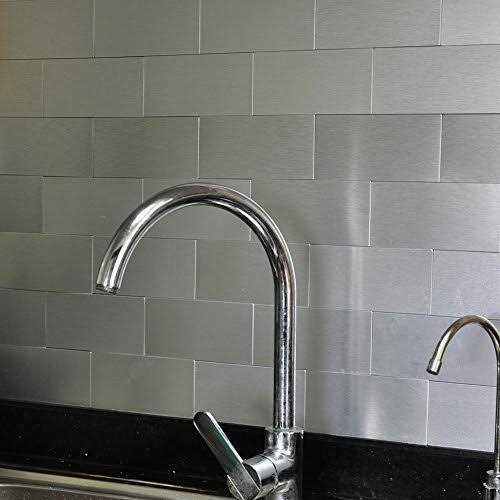 Art3d 100-Pieces Peel and Stick Tile Kitchen Backsplash Metal Wall Tiles - Image 3