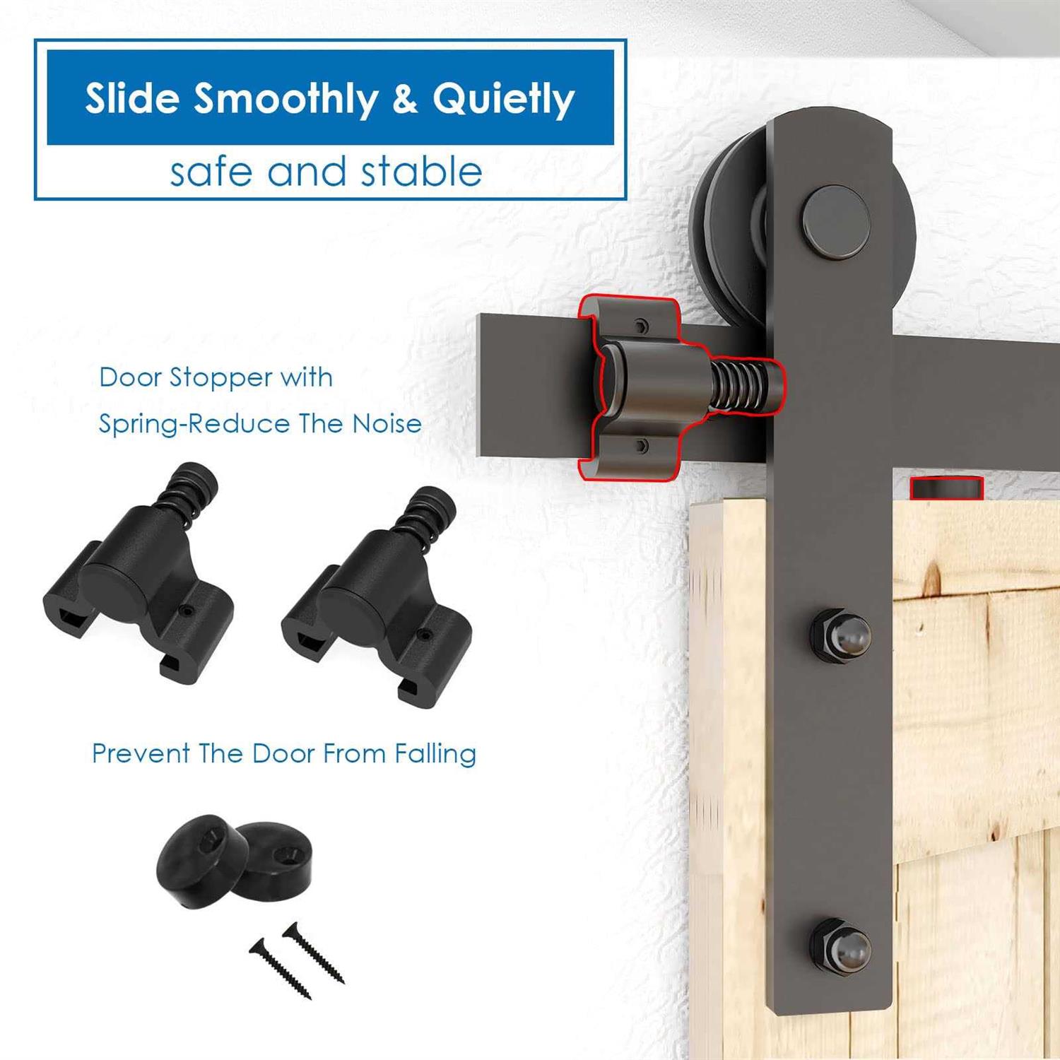 CCJH Heavy Duty Sturdy Sliding Barn Door Hardware Kit -Smoothly and Quietly -Easy to Install Fit Wide Door Panel - Image 3