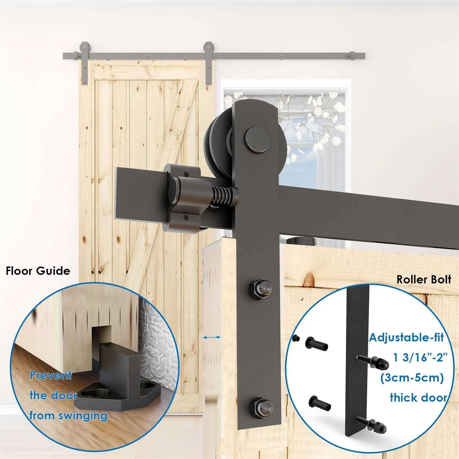 CCJH Heavy Duty Sturdy Sliding Barn Door Hardware Kit -Smoothly and Quietly -Easy to Install Fit Wide Door Panel - Image 4