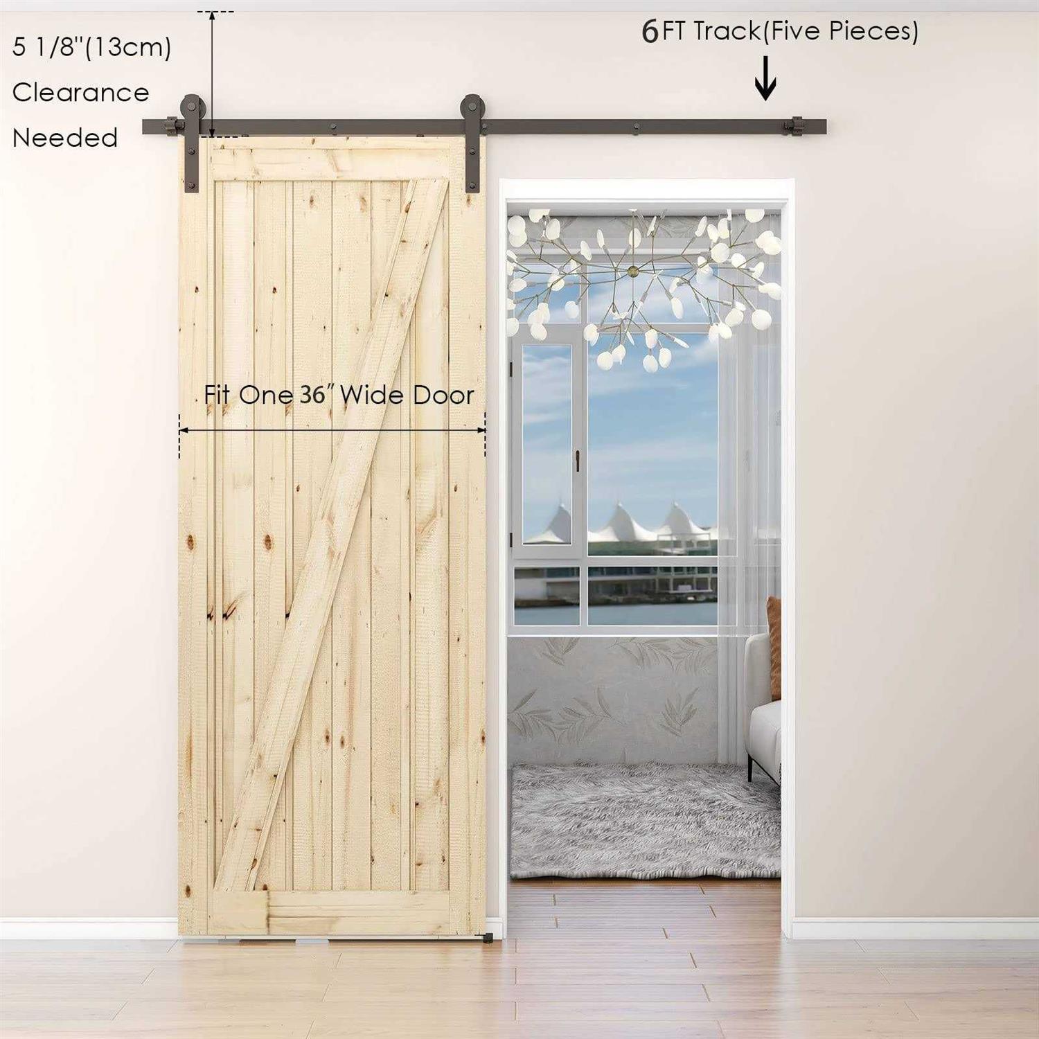 CCJH Heavy Duty Sturdy Sliding Barn Door Hardware Kit -Smoothly and Quietly -Easy to Install Fit Wide Door Panel - Image 5