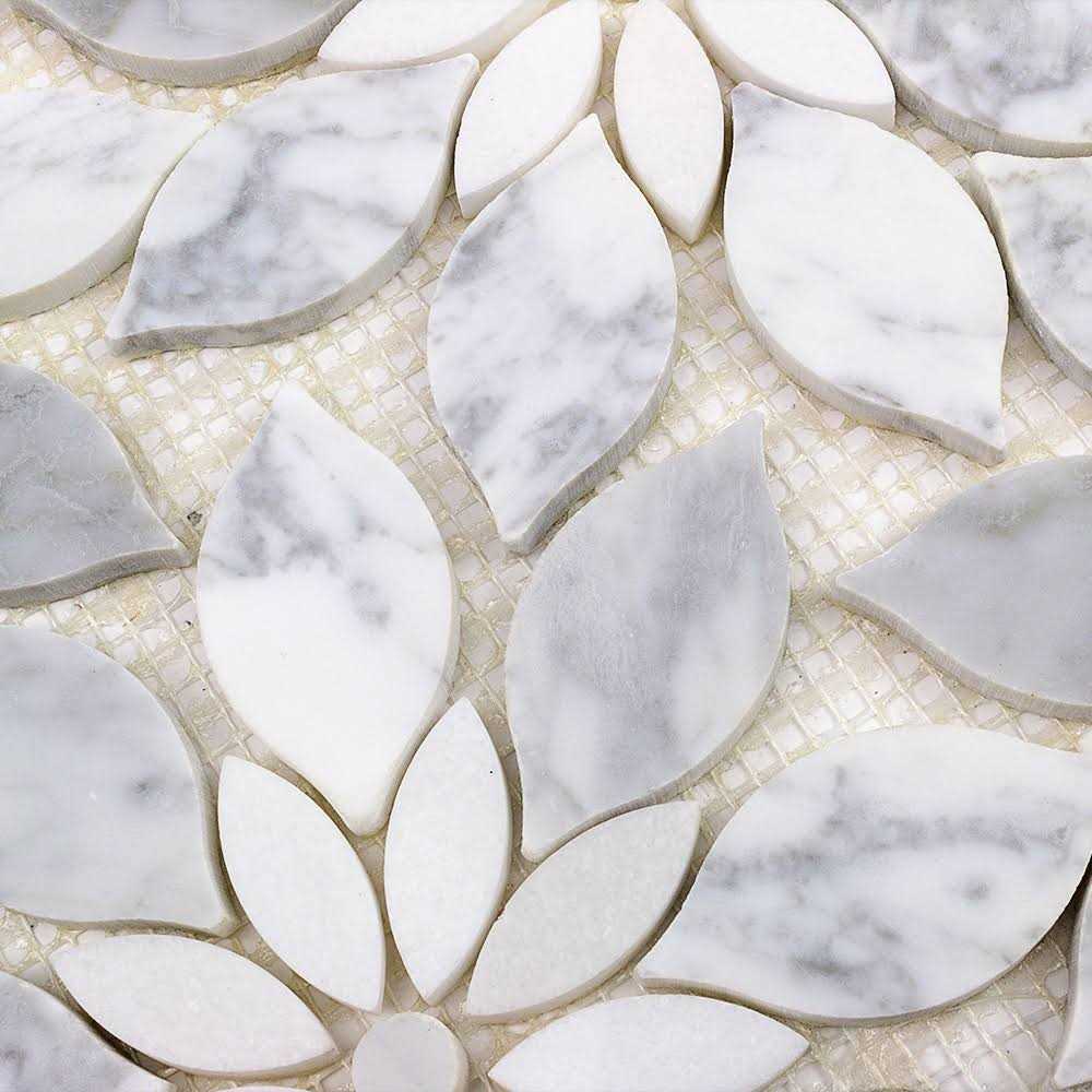 Tilebar Sample-Wildflower and Carrara Polished Marble Tile - Image 5