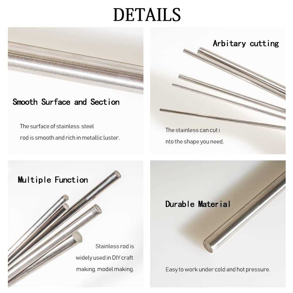 Tynulox 3pcs Stainless Steel Rod 38 Diameter 12 Per Rod Round Solid for Industry, Metal Working Hobbies and Diy Craft - Image 3