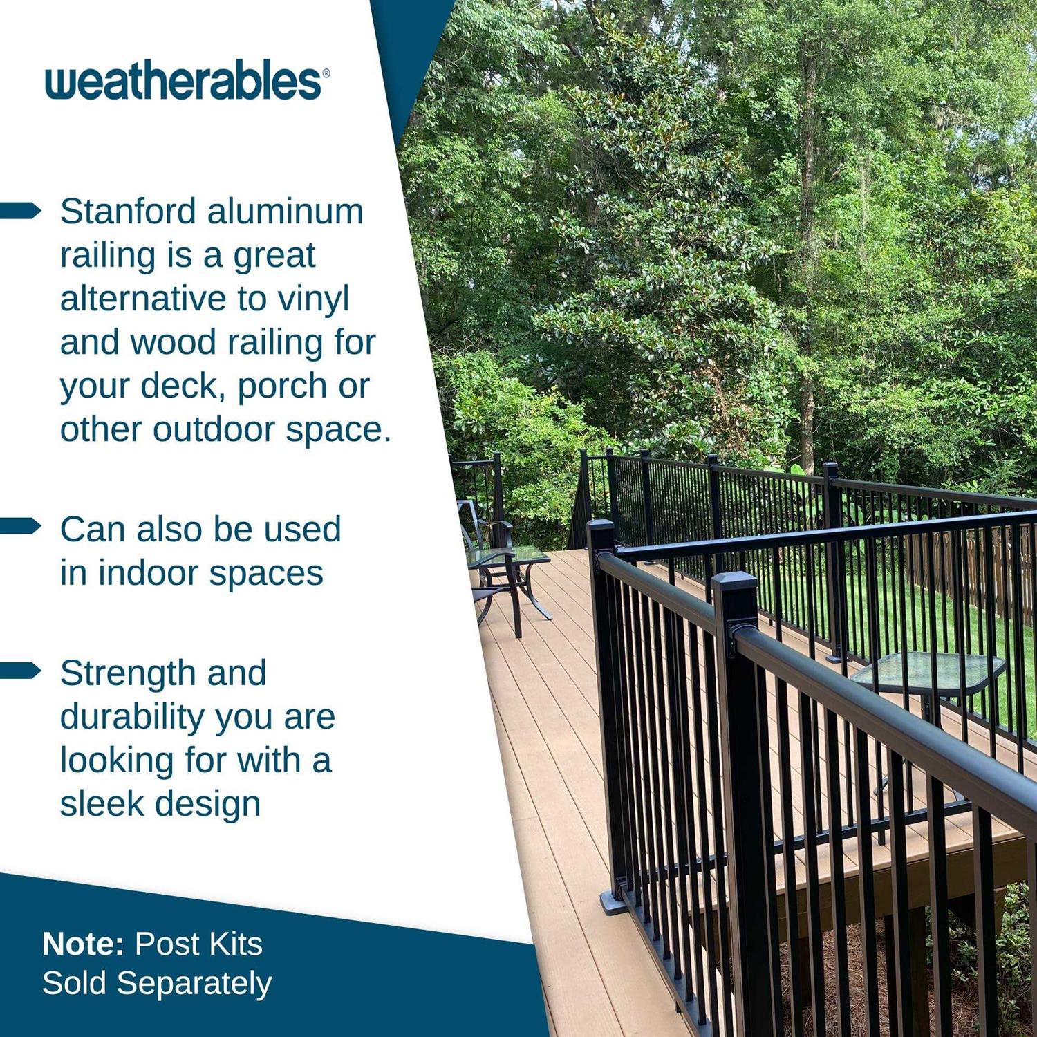Weatherables Stanford 36 in. H x Textured White Aluminum Stair Railing Kit - Image 3