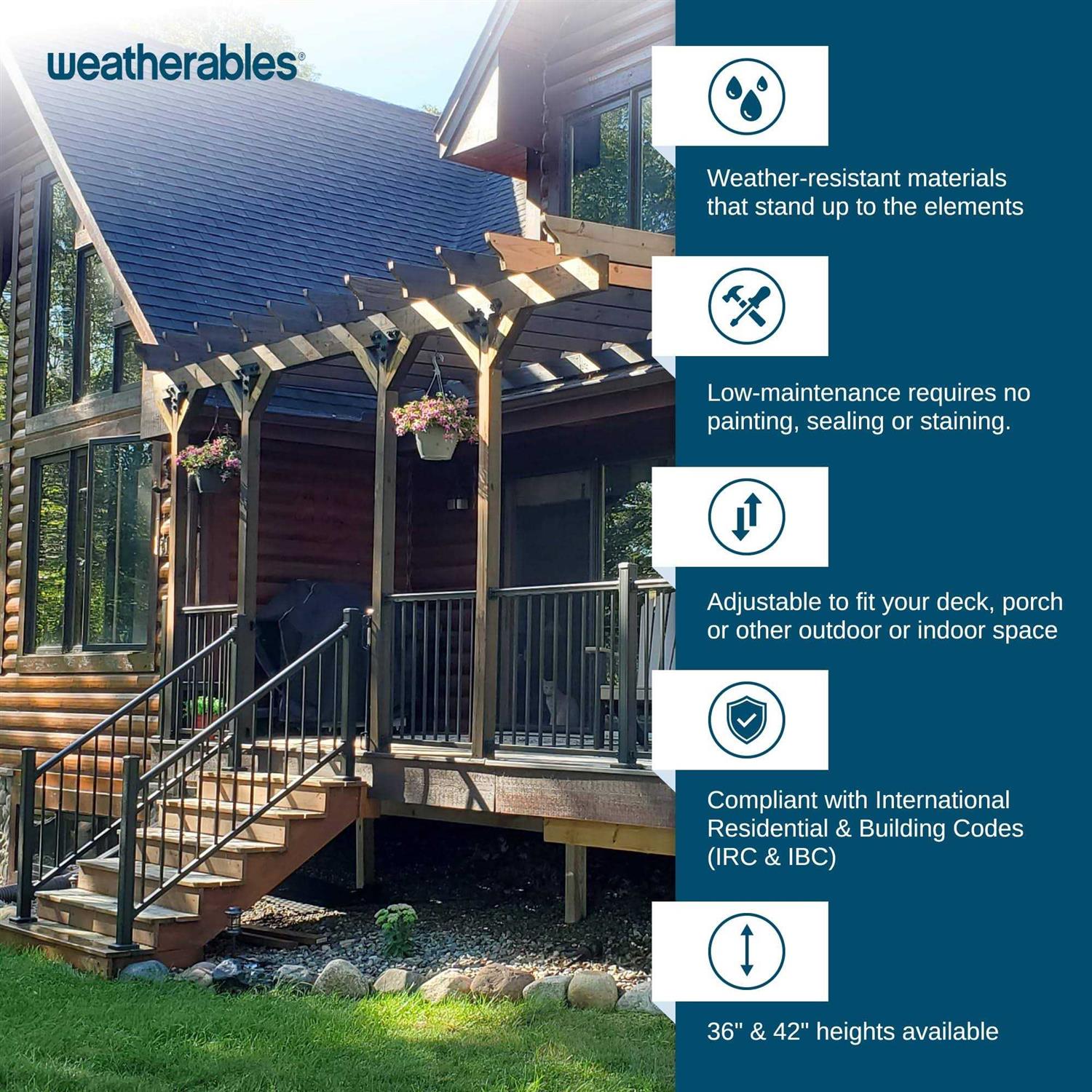 Weatherables Stanford 36 in. H x Textured White Aluminum Stair Railing Kit - Image 4