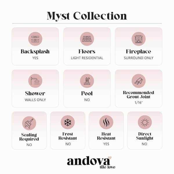 ANDOVA Myst Blue/Tan/Brown 11-3/4 in. x 11-3/4 in. Glossy Smooth Glass Mosaic Tile - Image 3