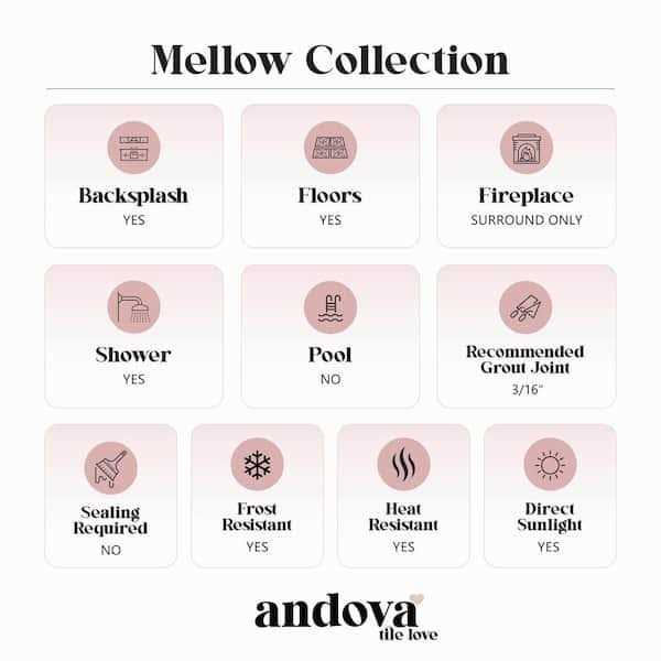 ANDOVA Myst Blue/Tan/Brown 11-3/4 in. x 11-3/4 in. Glossy Smooth Glass Mosaic Tile - Image 4