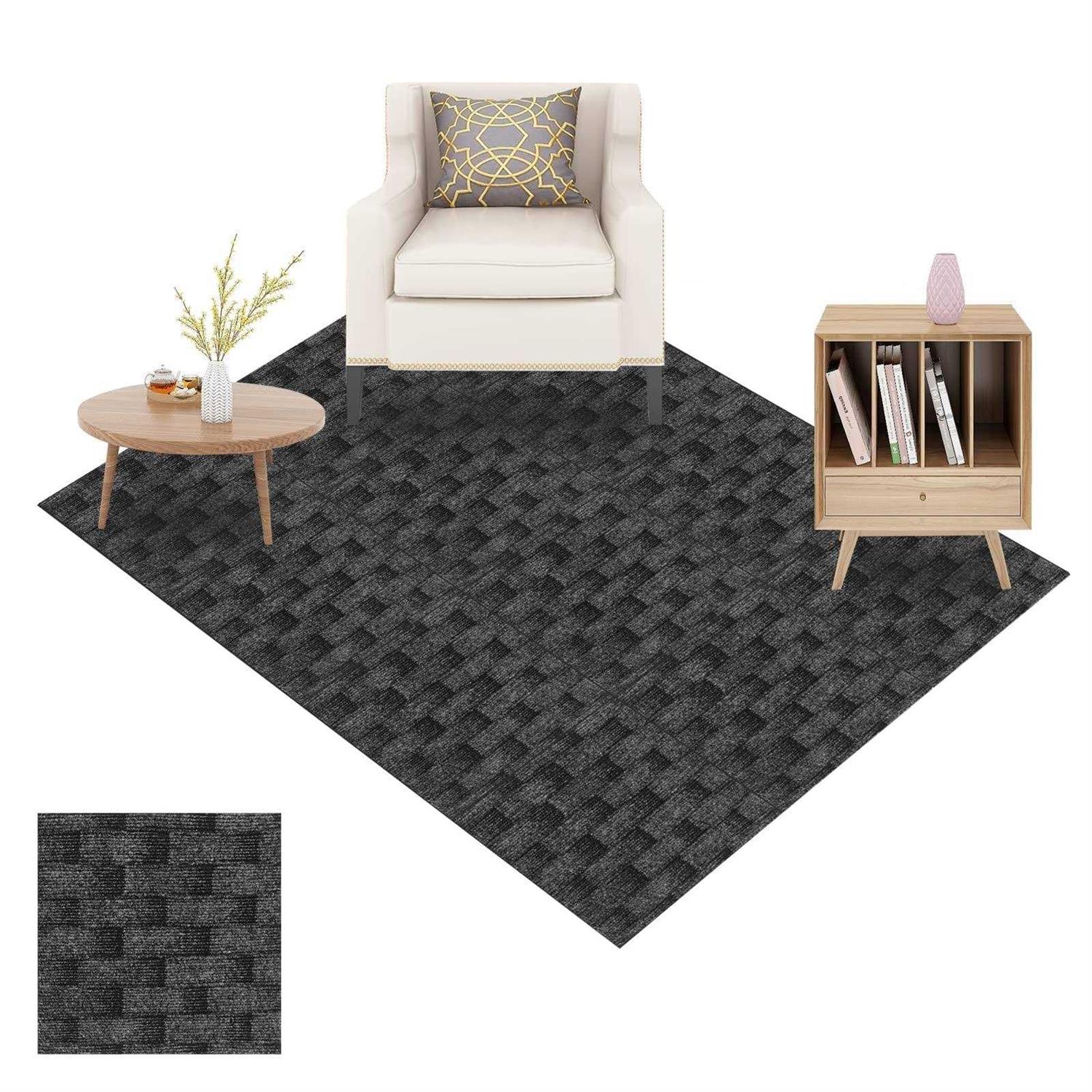 Self Adhesive Carpet Tiles -Easy Install DIY-Non-Slip Peel and Stick Carpet Tile 12 x 12 Commercial Carpet Floor Tiles Home Furnishings 12 Tiles - Image 4