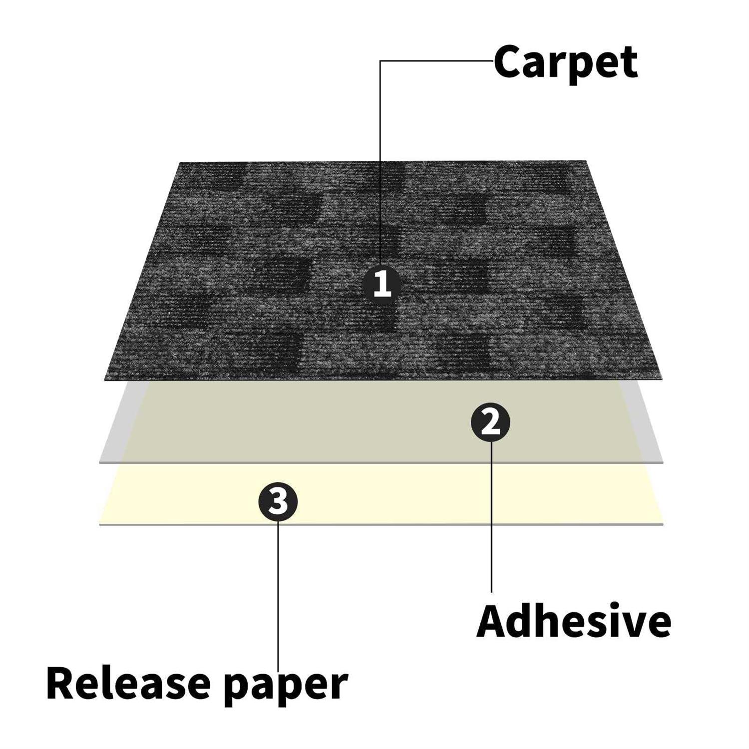 Self Adhesive Carpet Tiles -Easy Install DIY-Non-Slip Peel and Stick Carpet Tile 12 x 12 Commercial Carpet Floor Tiles Home Furnishings 12 Tiles - Image 5