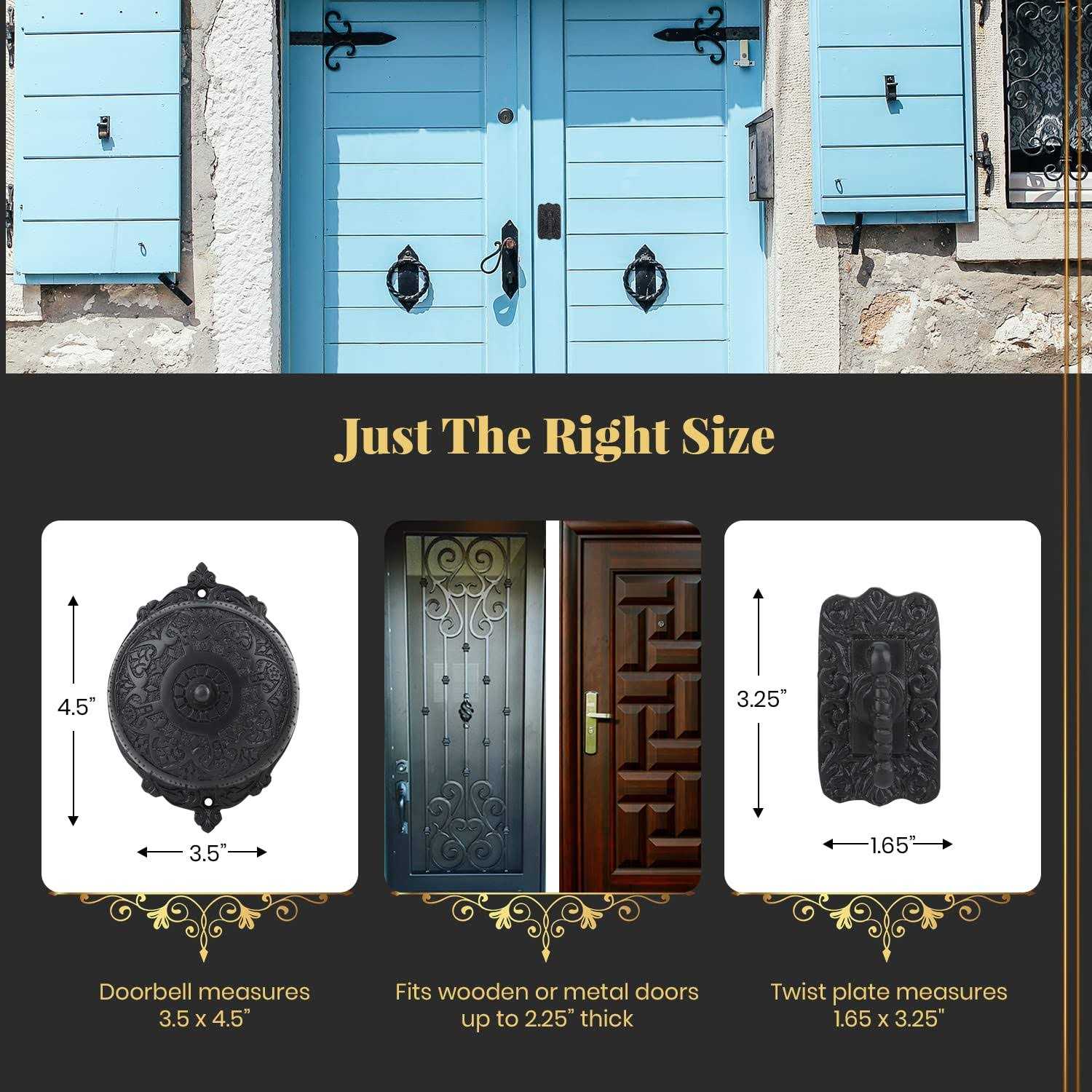 A29 Decorative Mechanical Doorbell Old Fashioned Twist Door Bell with Manual Hand Turn Chime - Image 5