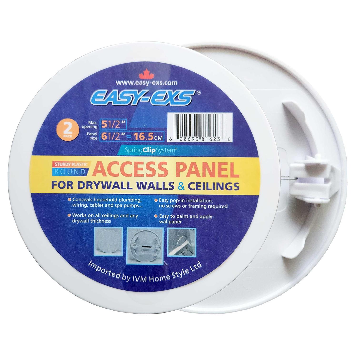 EASY-EXS Access Panel Round Spring-Clip Plastic White