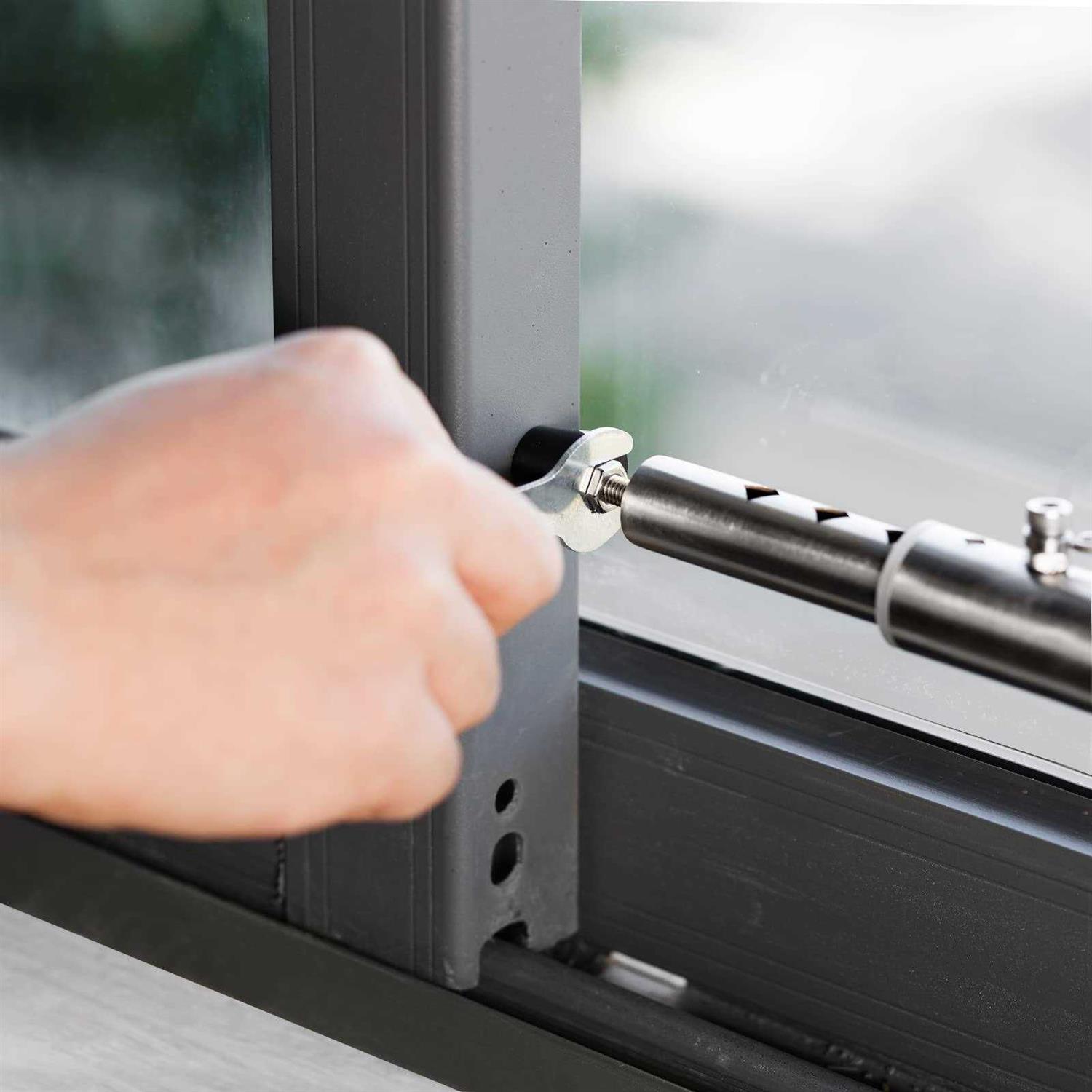 TURBRO Adjustable Window Security Lock Bar Extendable Sliding Windows with AC Unit Installed - Image 2