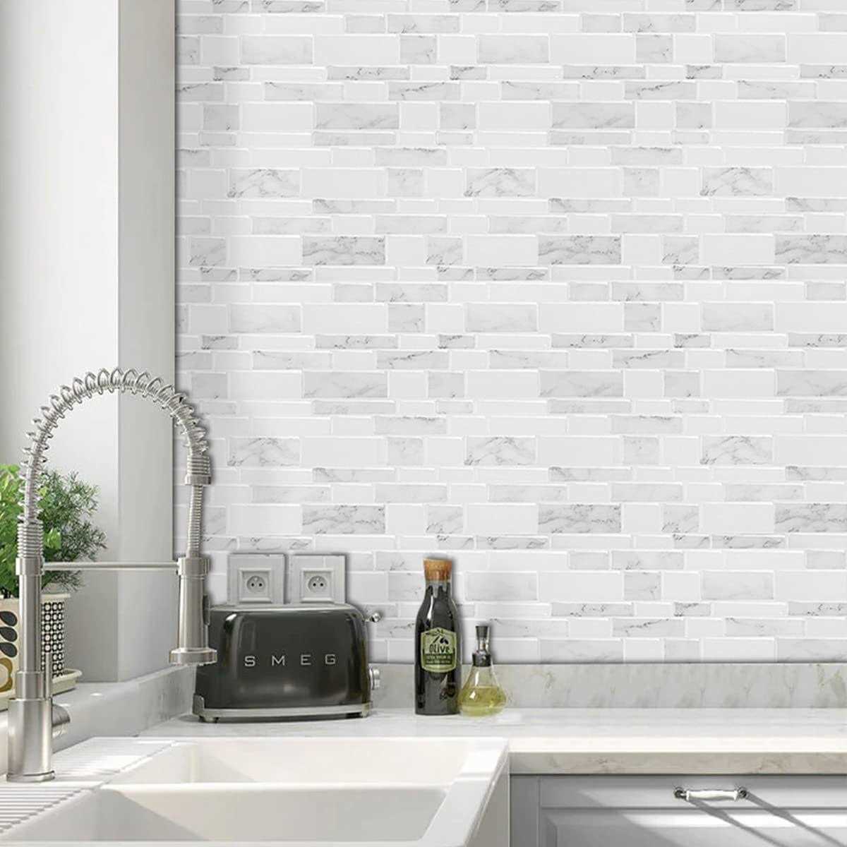 WalDecoo Marble Peel and Stick Backsplash for Kitchen Thicker Design Self Adhesive Wall Tiles Stick on Backsplash - Image 3